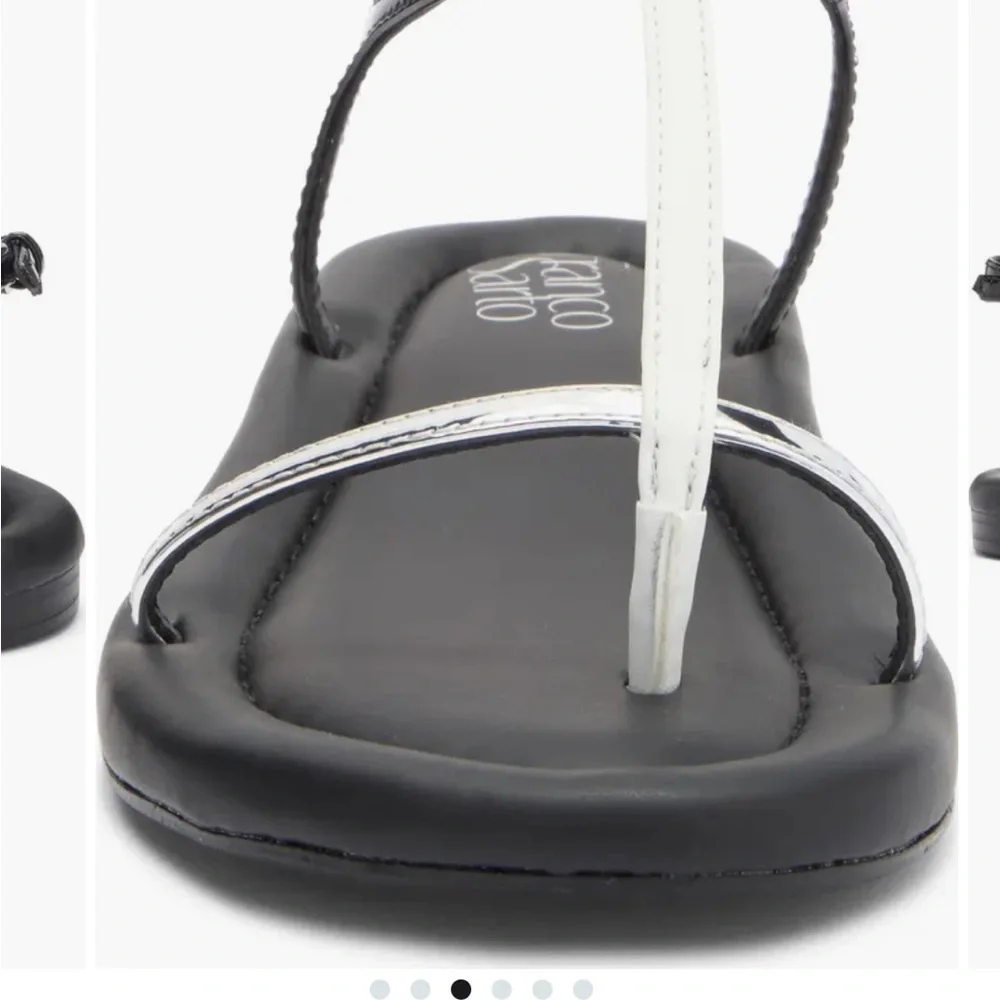 Nordstrom Franco Sarto Joela Black, White Silver Sandals. Cushioned bottom! - Picture 5 of 7